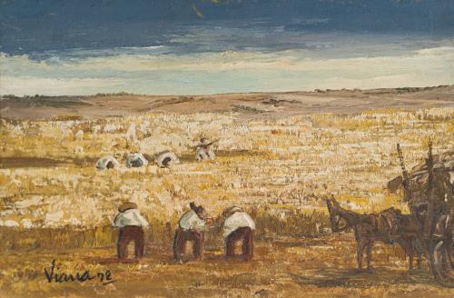 ANTONIO SANTOS VIANA (Madrid, 1942), La Era, Óleo sobre tab