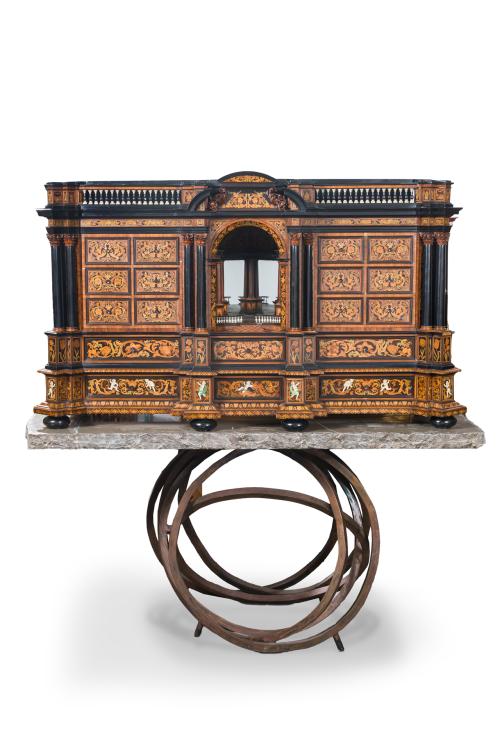 Extraordinario cabinet en madera de ébano, palosanto, nogal