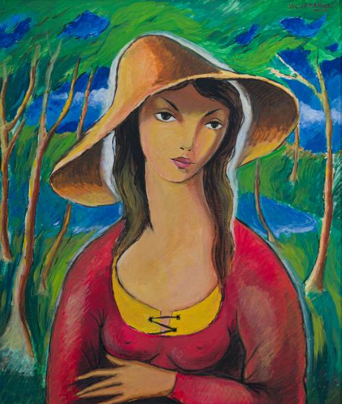 676   -  <p><span class="object_author">VÍCTOR MANUEL GARCÍA  (La Habana, 1897-1969) - Muchacha con pamela</span></p>