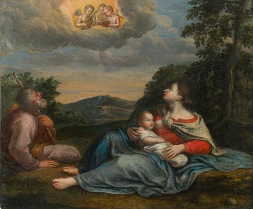 ESCUELA ITALIANA. Primera mitad del S. XVII., Descanso dura