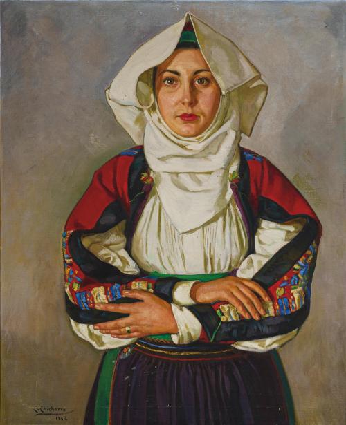 377   -  <p><span class="object_author">EDUARDO CHICHARRO (Madrid, 1873 - 1949) - Joven con traje típico de Cerdeña </span></p>