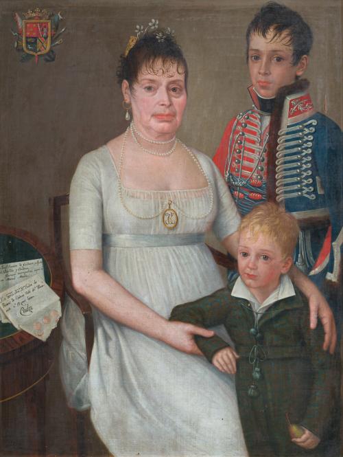 565   -  <p><span class="object_author">ESCUELA GADITANA PPS. S. XIX - Retrato de Julia de Rojas y Córdoba con sus nietos José Ramón y Pepito La Guardia y Córdoba. </span></p>