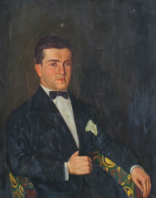 JUAN MARTÍNEZ SEREIX (S. XX), Retrato de caballero, Óleo so