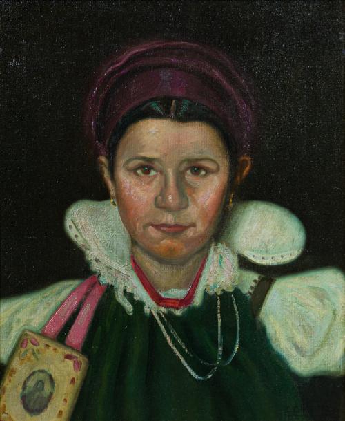 583 - <p><span class="object_author">EDUARDO CHICHARRO (Madrid, 1873 - 1949) - Retrato de niña Ansotana </span></p>
