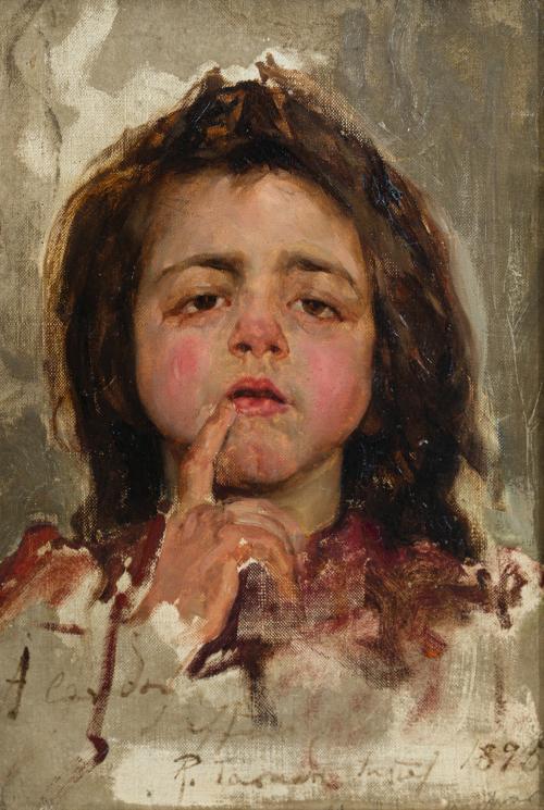 584 - <p><span class="object_author">IGNACIO PINAZO (Valencia, 1849 - Godella, 1916). 1905 - Retrato de niño</span></p>
