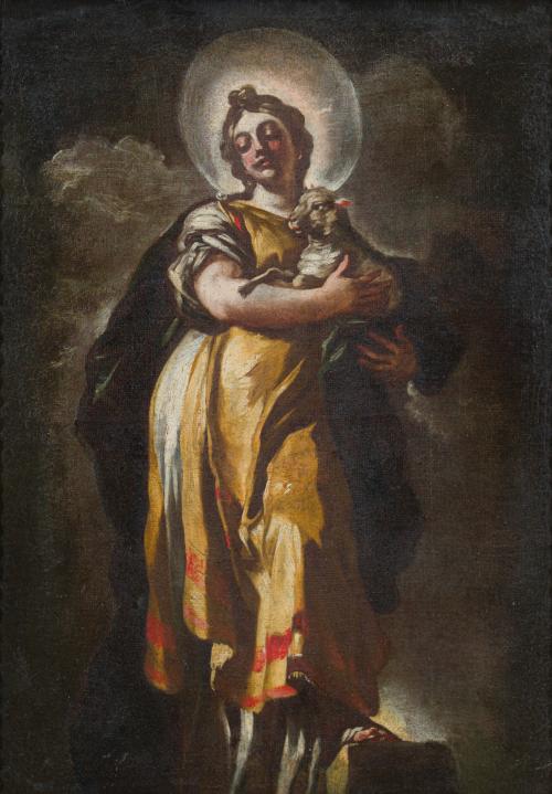559   -  <p><span class="object_author"> FRANCISCO SOLIMENA (Serino, Italia, 1657 - Barra, Italia, 1747). Primera mitad del siglo XVIII.  - Santa Inés </span></p>