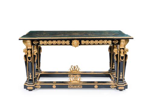 Mesa de centro estilo Napoleón III, S. XX. Siguiendo diseño