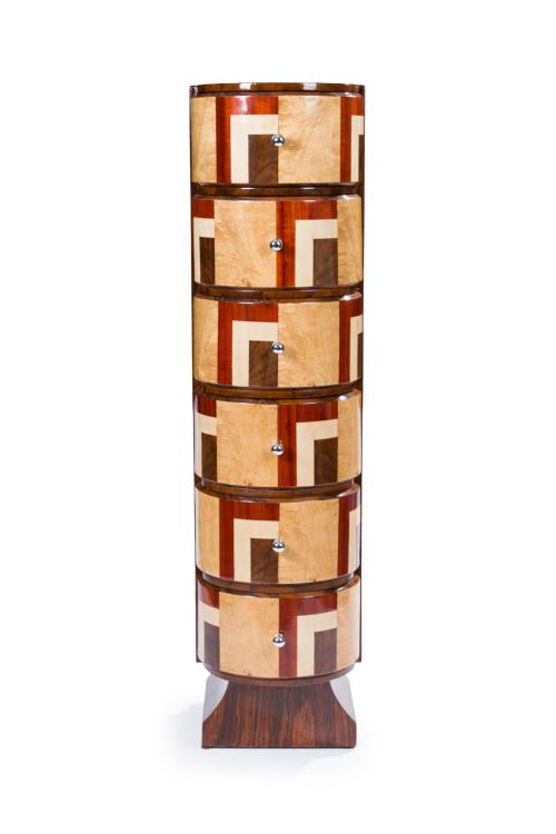 Mueble auxiliar, estilo Art Decó.En madera chapada con de