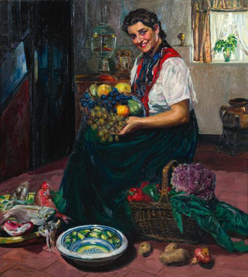 612 - <p><span class="object_author">FRANCISCO LÓPEZ SALAS (Almeria, 1891 - Buenos Aires, 1972) - Interior con figuras</span></p>
