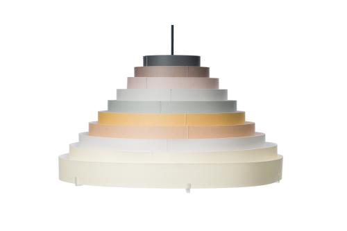 109   -  <p><span class="object_title">Lámpara de techo contemporanea de diseño escandinavo.<br/>Estructura cónica escalonada con anillos concéntricos  en cartón rígido en tonos pastel. </span><br></p>