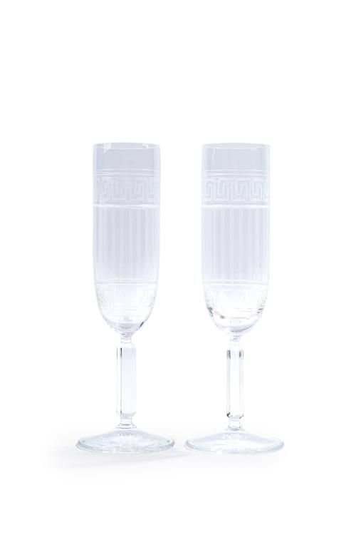 Dos copas de  champagne de Rosenthal para Versace en crista