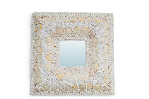 Pareja de espejos de diseño marino con marco decorado con c