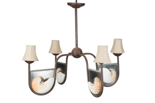 Lámpara de techo de cuatro luces en metal con decoración de