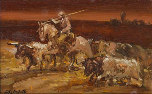 492   -  <p><span class="object_author">JOSÉ PUENTE (Medina de Campo, 1928 - Madrid, 2002) - Escena taurina</span></p>