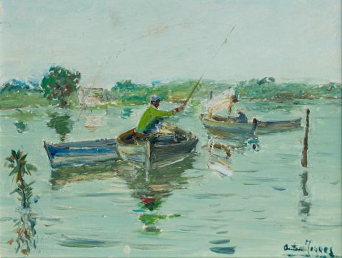 ANTONIO TORRES (Albacete, 1969), Barcas, Óleo sobre tablex