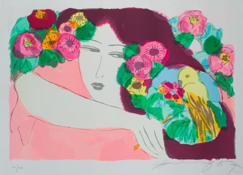 726   -  <p><span class="object_author">TING WALLASSE (China, 1929 - EEUU, 2010) - Dama con flores</span></p>