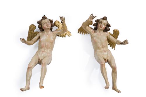 ESCUELA ESPAÑOLA. Siglo XVI, Pareja de esculturas de ángele
