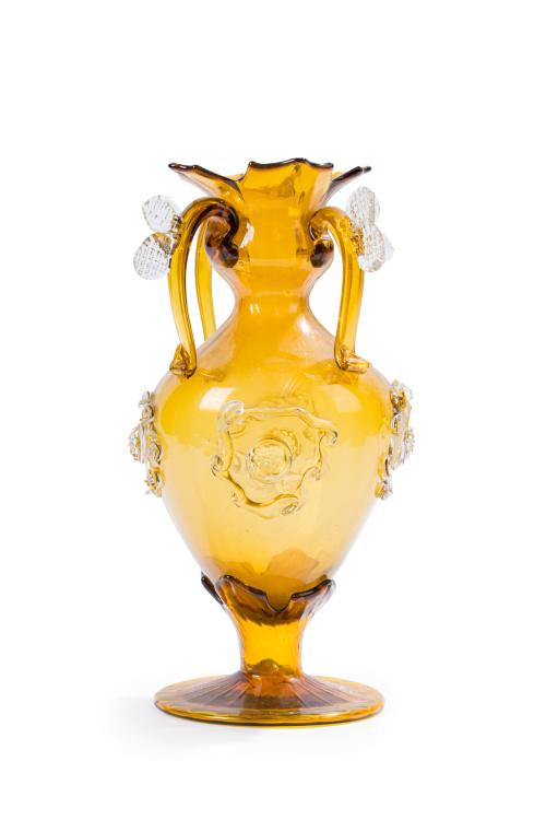 GORDIOLA, S. XX. Jarrón vintage en cristal ámbar mallorqu