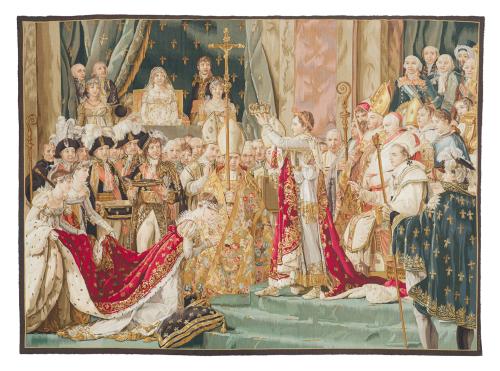 "La coronación de Napoleón"Importante tapiz en lana tejid