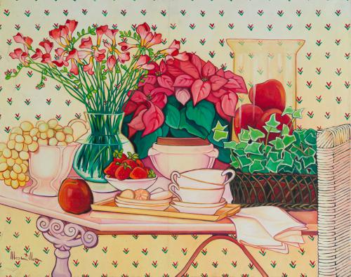 CHICO MONTILLA (Granada, 1961), Flor de Pascua, Óleo sobre 