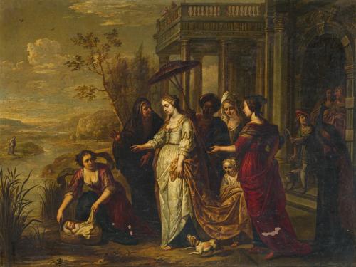 ABRAHAM WILLEMSENS (Amberes, 1614-1672), Moises salvado de 