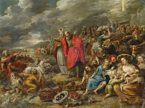 536   -  <p><span class="object_author">JAN VAN DEN HECKE THE ELDER (Kluisbergen, Bélgica, 1620-Amberes, 1684) - El paso del Mar Rojo del ejercito del faraón</span></p>