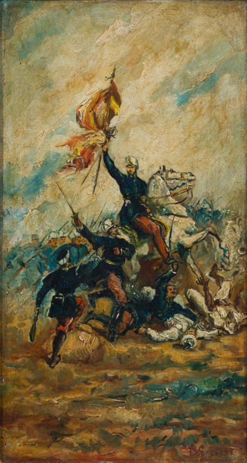 576   -  <p><span class="object_author">BALDOMERO ROMERO GALOFRE (Sevilla, 1924 - Madrid, 1977) - Escena miltar de batalla</span></p>