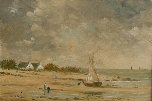 ESCUELA ESPAÑOLA, S. XX., Marina, Óleo sobre tabla