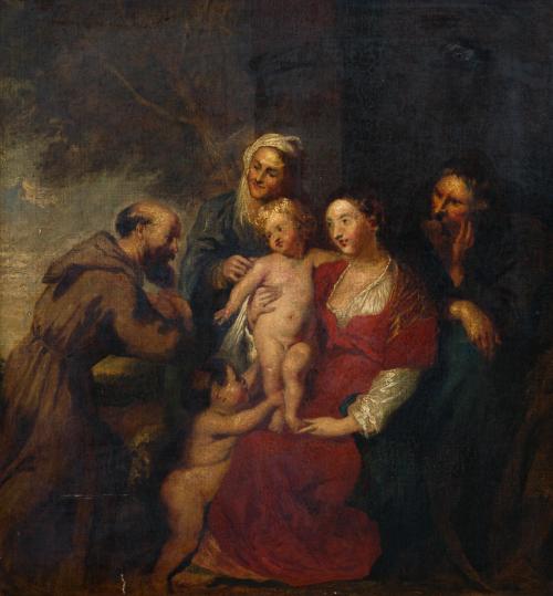 ESCUELA ESPAÑOLA. Siglo XX, San Francisco con la Sagrada Fa