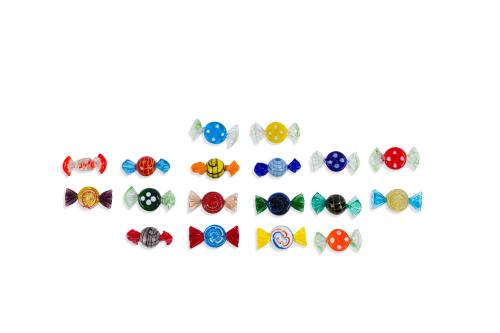 MURANO-ITALIAJuego de 18 caramelos en cristal multicolor 
