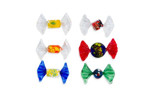 MURANO-ITALIAJuego de 6 caramelos en cristal multicolor d