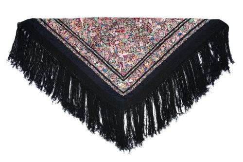 Importante mantón de Manila de colección, C. 1900.Bordado