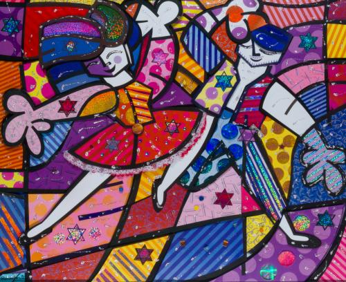 ROMERO BRITTO (Brasil, 1963), Niños bailando , Técnica mixt