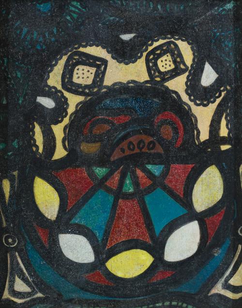 AMELIA PELÁEZ (Cuba, 1896-1968), Vitral con frutas, Óleo so