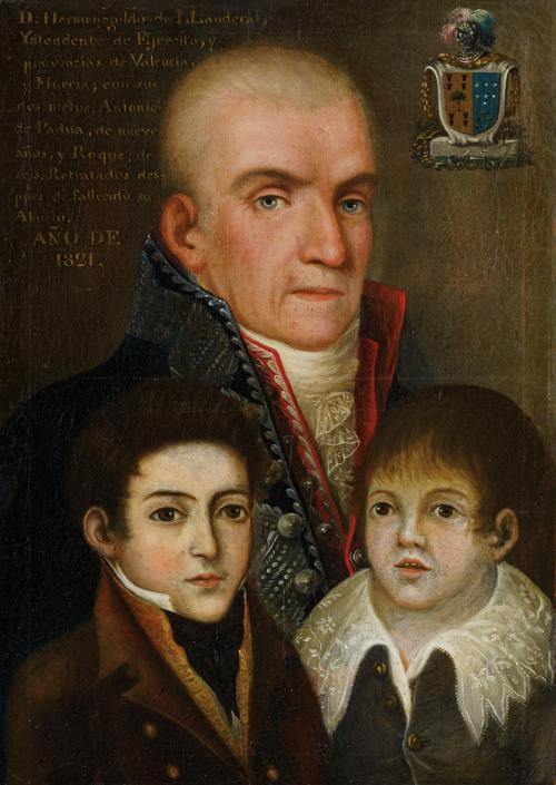 347   -  <p><span class="object_author">ESCUELA LEVANTINA S. XIX  - Retrato de D. Hermenegildo con sus nietos Antonio y Roque </span></p>