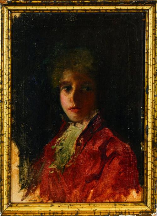 343   -  <p><span class="object_author">ESCUELA ESPAÑOLA FNS. S. XVIII - PPS. S. XIX  - Retrato de joven con casaca roja </span></p>