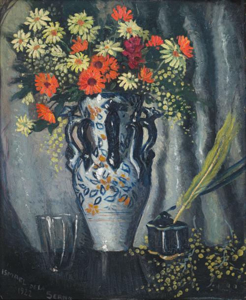 591 - <p><span class="object_author">ISMAEL DE LA SERNA (Guadix, 1897 - París, 1968) - Bodegón con flores</span></p>