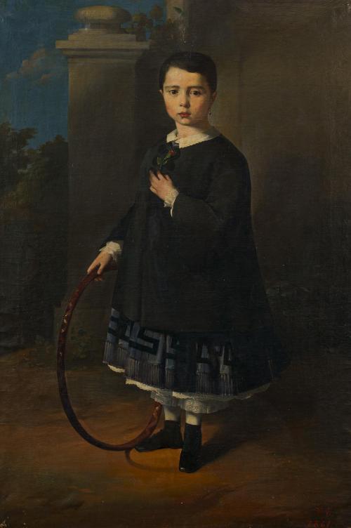 389   -  <p><span class="object_author">ATRIBUIDO A VICENTE ESQUIVEL Y RIVAS (Sevilla, 1833?, Madrid, 1900) - Retrato de niña con aro</span></p>