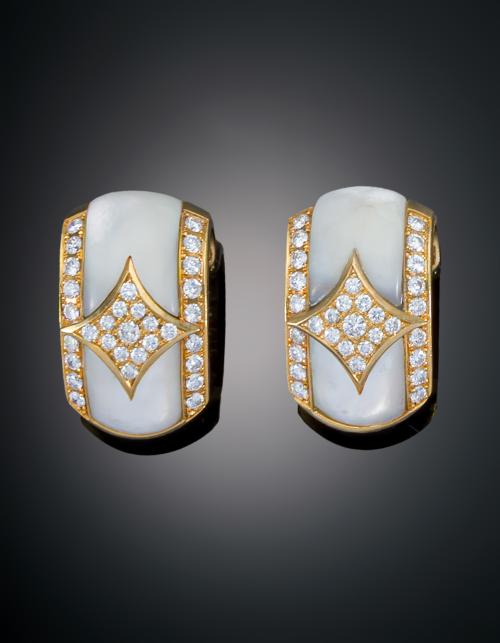 PENDIENTES CON NACAR Y DIAMANTES