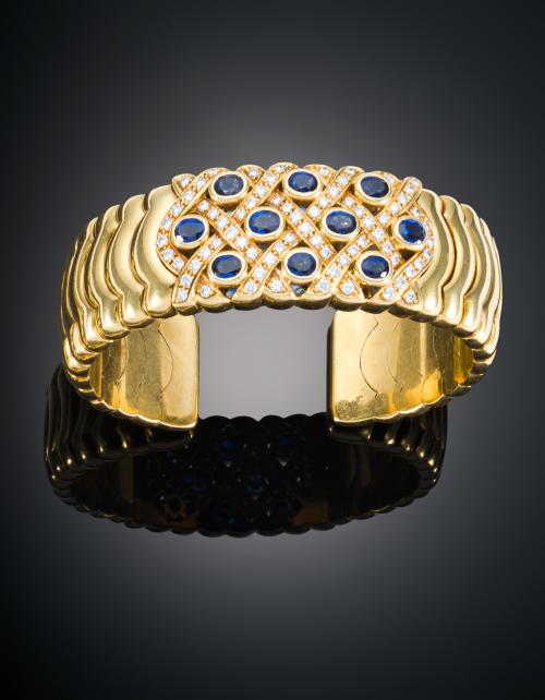 BRAZALETE CON DIAMANTES Y ZAFIROS