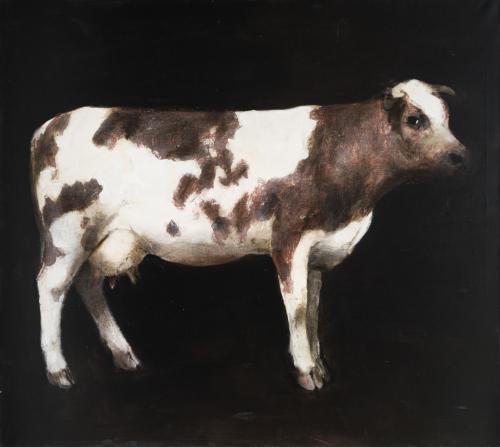 MIGUEL MACAYA (Santander, 1964), Vaca, Óleo sobre tabla