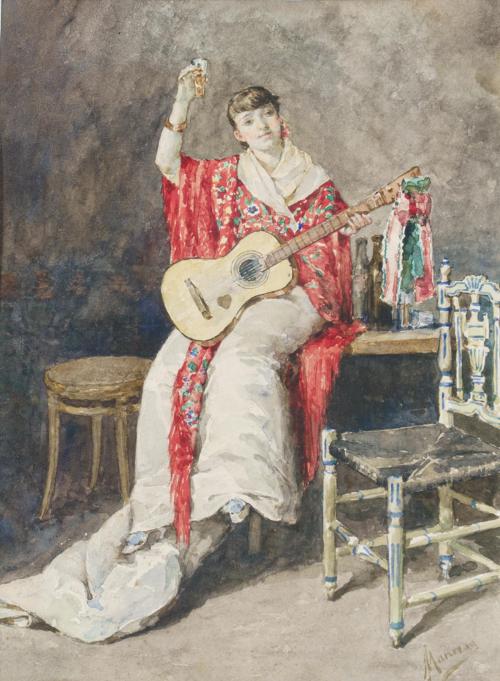 181   -  <p><span class="object_author">JOSE MARIA MANRESA Y ORTUÑO (1842-1884) - Dama con guitarra</span></p>