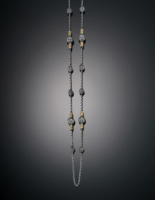 COLLAR CON CUENTAS EN ORO BLANCO Y ORO AMARILLO DE 18K