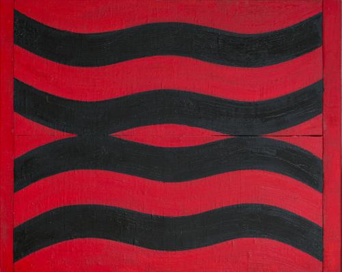 MANOLO BALLESTEROS (Barcelona, 1960), Negro sobre rojo , Ól