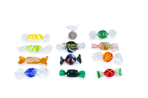 MURANO-ITALIAColección de 12 caramelos en vidrio multicol