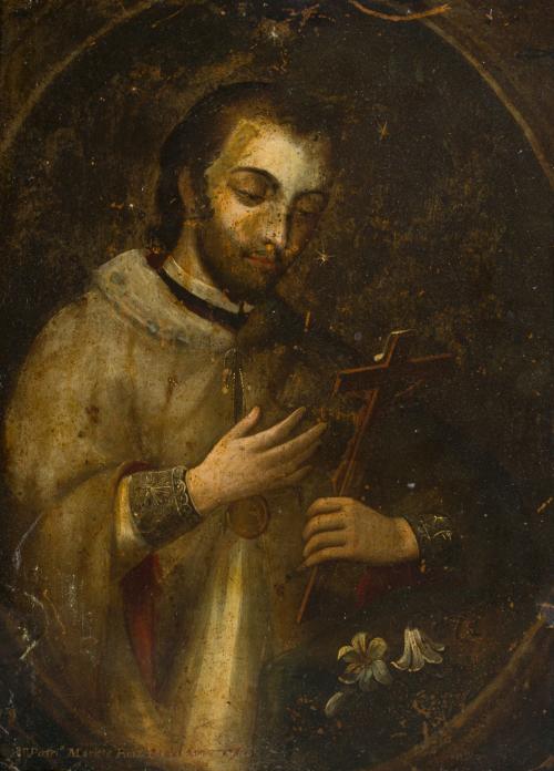 405   -  <p><span class="object_author">JUAN GIL PATRICIO MORLETE RUIZ (San Miguel el Grande, Guanajuato, 1713-México, 1772). Siglo XVIII - San Juan Nepomuceno</span></p>