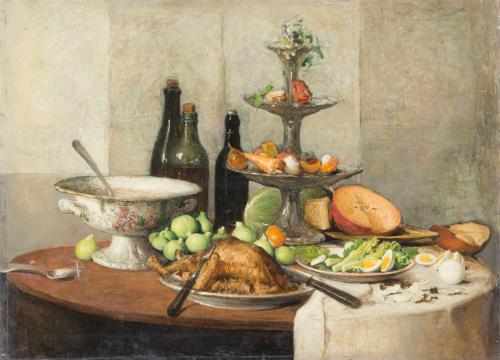 ESCUELA FRANCESA. Finales del siglo XIX, Pareja de bodegone