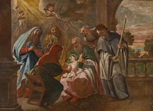 549   -  <p><span class="object_author">TALLER DE ACISCLO ANTONIO PALOMINO Y VALÁSCO (Bujalance, Córdoba, 1655 - Madrid, 1726) - La Circucisión de Cristo</span></p>