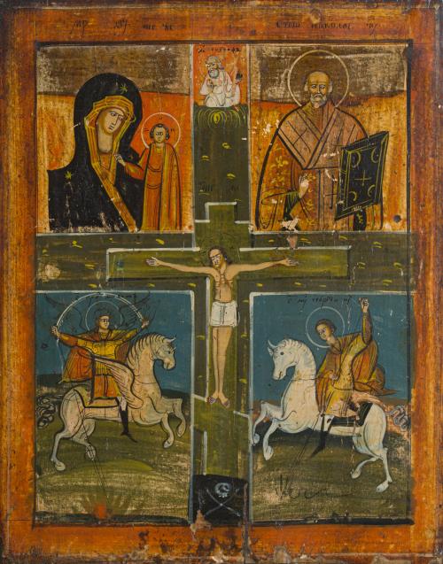 586   -  <p><span class="object_author">ESCUELA RUSA. Siglo XVIII-XIX - Icono ruso cuadripartito </span></p>