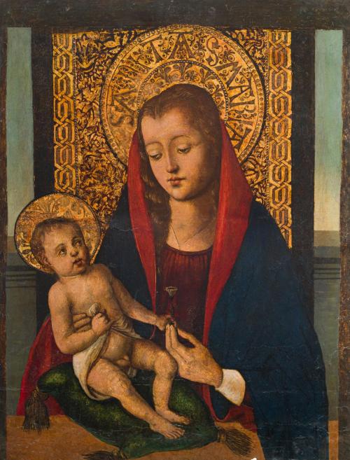 460   -  <p><span class="object_author">ESCUELA ESPAÑOLA. Principios del siglo XVI - Virgen con Niño</span></p>